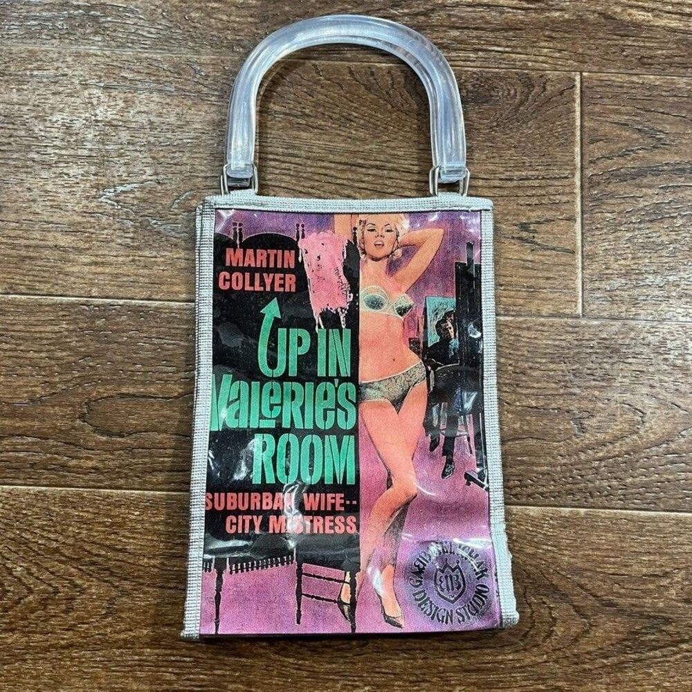 Retro Pin Up Graphic Handbag Lucite Handle Pop Art Novelty Martin Collyer